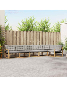 Set di divani da esterno 6 pcs Bianco e Grigio Chiaro