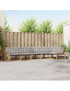 Set di divani da esterno 6 pcs Bianco e Grigio Chiaro