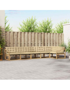 Set di divani da esterno con cuscino 6 pcs Bianco e Beige