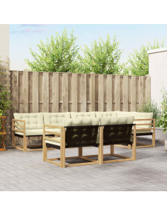 Set di divani da esterno con cuscino 7 pcs Bianco e Crema