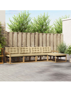 Set di divani da esterno con cuscino 5 pcs Bianco e Beige