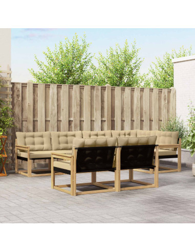 Set di divani da esterno con cuscino 7 pcs Bianco e Beige