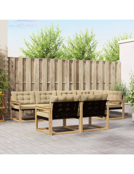 Set di divani da esterno con cuscino 7 pcs Bianco e Beige