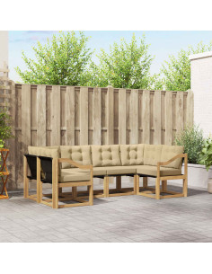Set di divani da esterno con cuscino 6 pcs Bianco e Beige