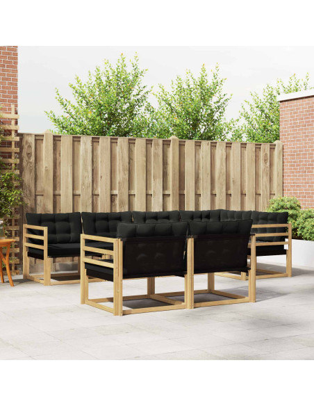 Set di divani da esterno con cuscino 7 pcs Bianco e Nero
