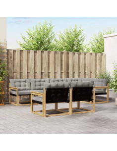 Set di divani da esterno 7 pcs Bianco e Grigio Chiaro