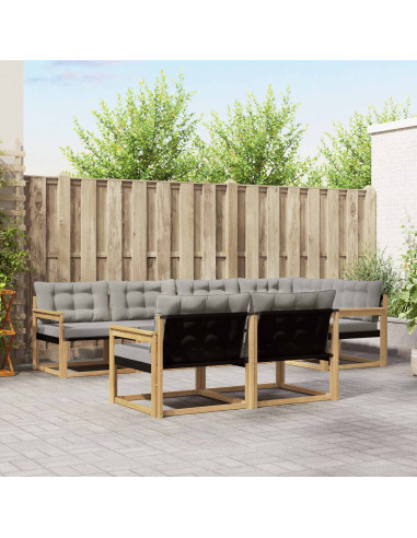 Set di divani da esterno 7 pcs Bianco e Grigio Chiaro