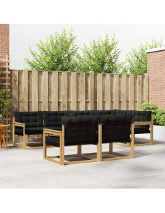 Set di divani da esterno con cuscino 7 pcs Bianco e Nero