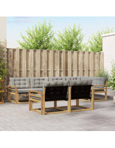 Set di divani da esterno 7 pcs Bianco e Grigio Chiaro