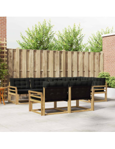 Set di divani da esterno con cuscino 7 pcs Bianco e Nero