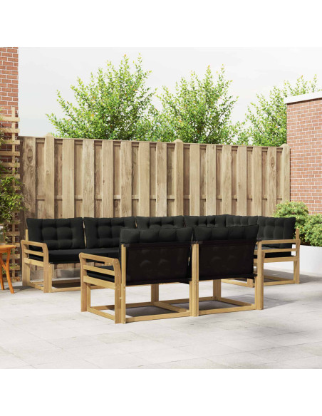 Set di divani da esterno con cuscino 7 pcs Bianco e Nero