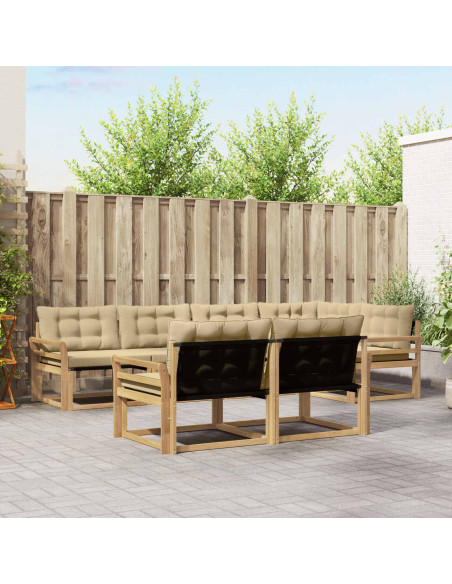 Set di divani da esterno con cuscino 7 pcs Bianco e Beige