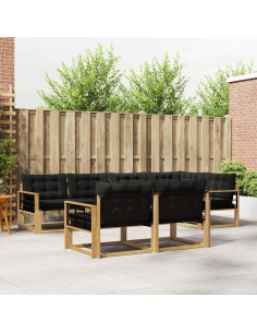 Set di divani da esterno con cuscino 7 pcs Bianco e Nero