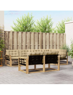 Set di divani da esterno con cuscino 7 pcs Bianco e Beige