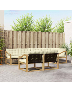 Set di divani da esterno con cuscino 7 pcs Bianco e Crema