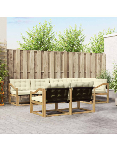 Set di divani da esterno con cuscino 7 pcs Bianco e Crema