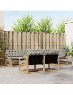 Set di divani da esterno 7 pcs Bianco e Grigio Chiaro