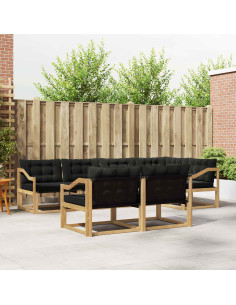 Set di divani da esterno con cuscino 7 pcs Bianco e Nero