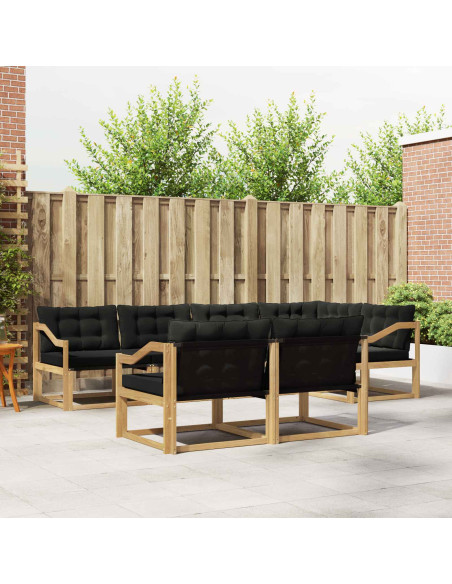 Set di divani da esterno con cuscino 7 pcs Bianco e Nero