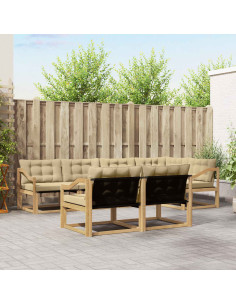 Set di divani da esterno con cuscino 7 pcs Bianco e Beige