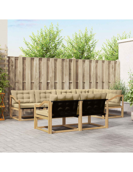 Set di divani da esterno con cuscino 7 pcs Bianco e Beige