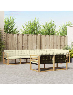 Set di divani da esterno con cuscino 8 pcs Bianco e Crema