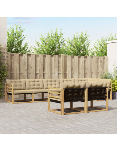 Set di divani da esterno con cuscino 8 pcs Bianco e Beige