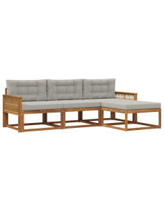 Set di divani da esterno 4 pcs Naturale e Grigio chiaro