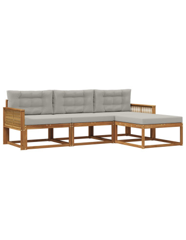 Set di divani da esterno 4 pcs Naturale e Grigio chiaro
