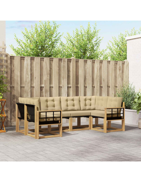Set di divani da esterno con cuscino 6 pcs Bianco e Beige