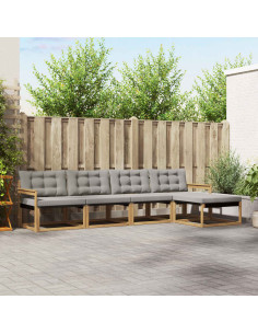 Set di divani da esterno 5 pcs Bianco e Grigio Chiaro