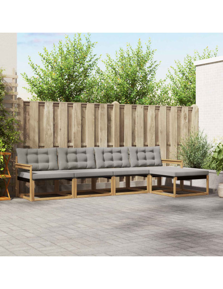 Set di divani da esterno 5 pcs Bianco e Grigio Chiaro