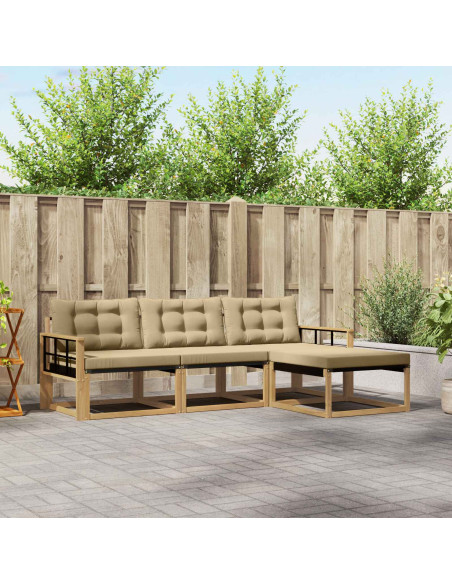 Set di divani da esterno con cuscino 4 pcs Bianco e Beige