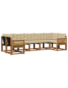 Set di divani da esterno con cuscino 7 pcs Naturale e Beige