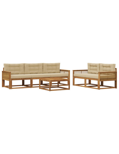 Set di divani da esterno con cuscino 6 pcs Naturale e Beige