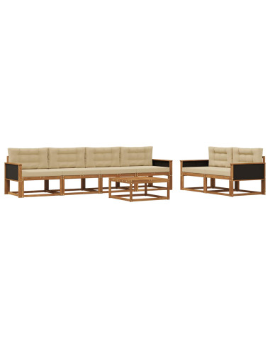 Set di divani da esterno con cuscino 7 pcs Naturale e Beige