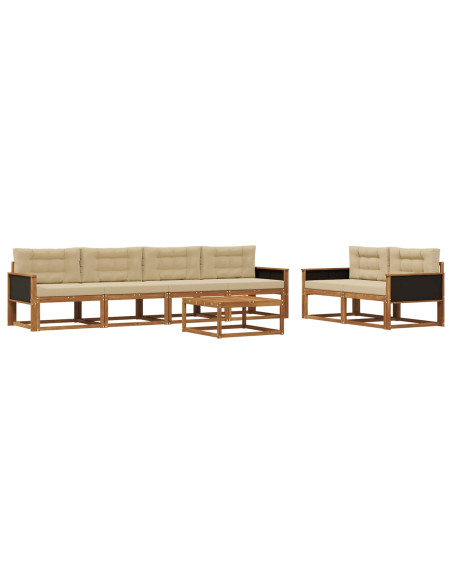 Set di divani da esterno con cuscino 7 pcs Naturale e Beige