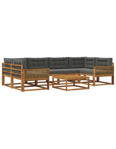 Set di divani da esterno con cuscino 7 pcs Naturale e Antracite