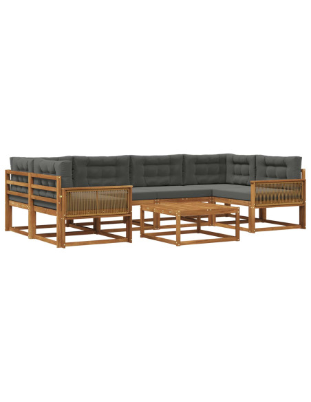 Set di divani da esterno con cuscino 7 pcs Naturale e Antracite