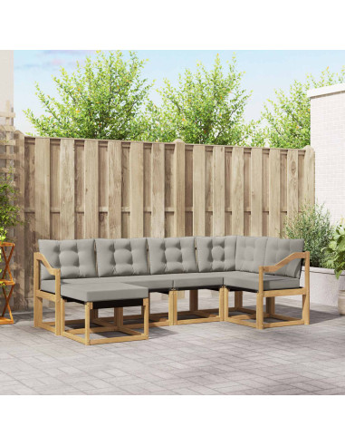 Set di divani da esterno 6 pcs Bianco e Grigio Chiaro