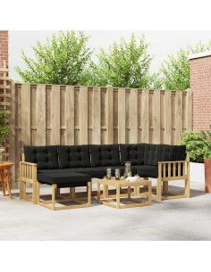 Set di divani da esterno con cuscino 7 pcs Bianco e Nero