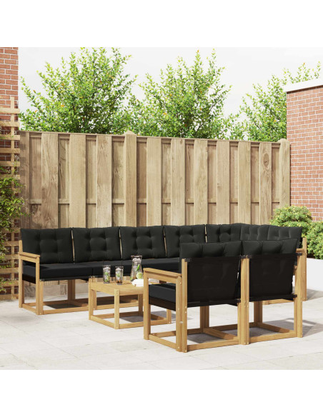 Set di divani da esterno con cuscino 9 pcs Bianco e Nero