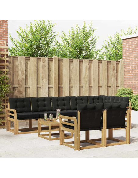 Set di divani da esterno con cuscino 9 pcs Bianco e Nero
