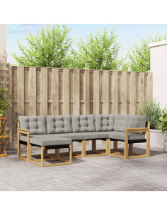 Set di divani da esterno 6 pcs Bianco e Grigio Chiaro