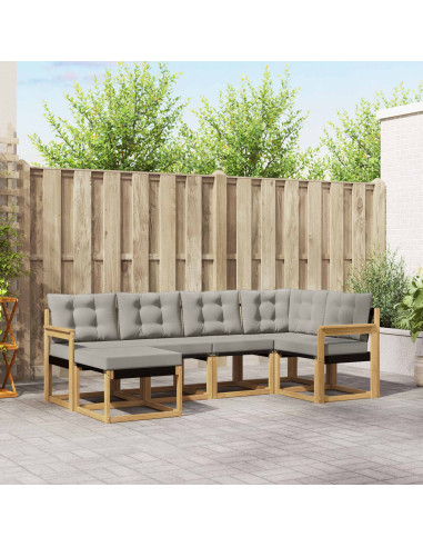 Set di divani da esterno 6 pcs Bianco e Grigio Chiaro