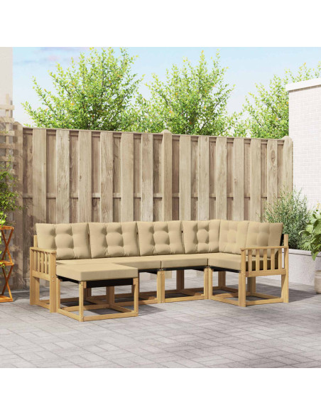 Set di divani da esterno con cuscino 6 pcs Bianco e Beige