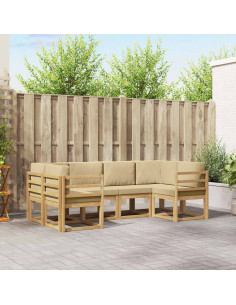 Set di divani da esterno con cuscino 6 pcs Bianco e Beige