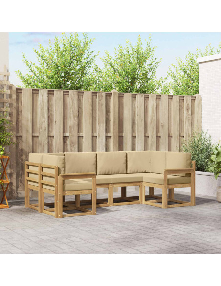 Set di divani da esterno con cuscino 6 pcs Bianco e Beige