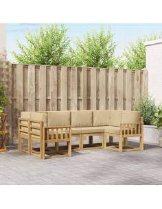 Set di divani da esterno con cuscino 6 pcs Bianco e Beige