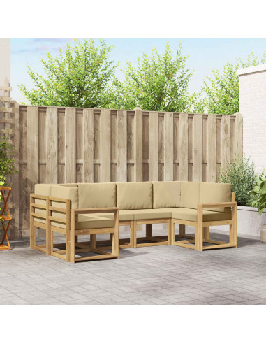 Set di divani da esterno con cuscino 6 pcs Bianco e Beige